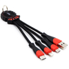 15CM 3in 1 Functional Nylon Braided Charger Cable Micro USB Lightning Type-C Charging Cable for Android iPhone Samsung