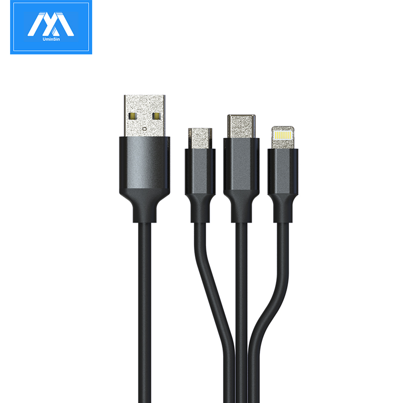 Nylon Braided Fast Charge Type C Cables Phone Charger 3 in 1 Micro Data USB Charging Cable for iPhone Apple