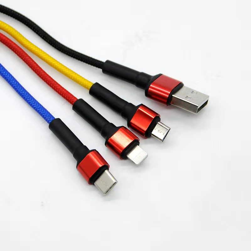 3 in 1 Functional USB Charging Cable Data Cable Cellphone Accessories for Lightning Micro USB Type-C