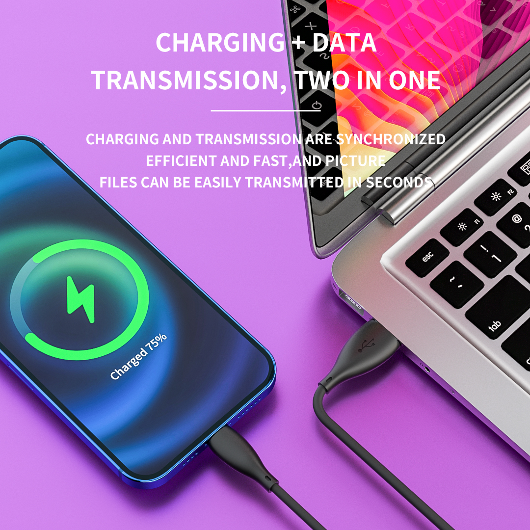 New design 2.4 PVC 1m 2m Custom Type C Phone Charge Type C USB Cable USB C Cable for iPhone Charger Data Cable Fast Charging