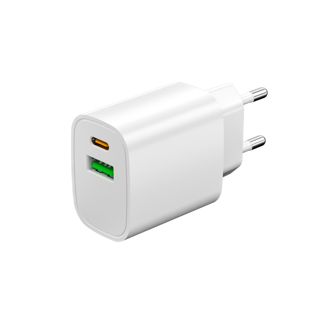 Oval shaped USB C Wall Charger single port/2 Ports Type C Charger with QC3.0 Dual USB 18W Pd Fast Phone Charger US EU UK Plug