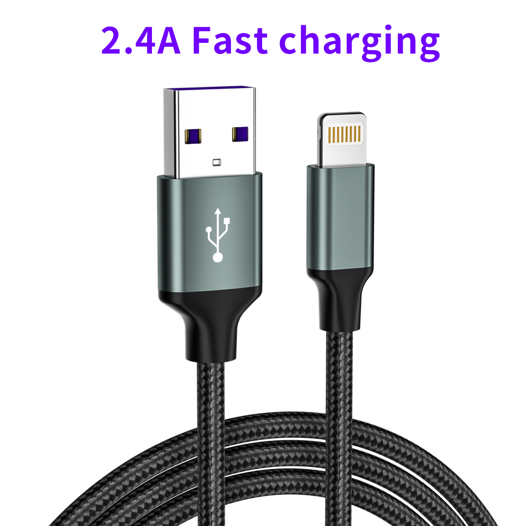 for iPhone USB Cable Charger 3FT 6FT 10FT Nylon Braided 2.4A 3A for iPhone Charging Cable 1m 1.5m 2m Data Charger Cable USB Cord